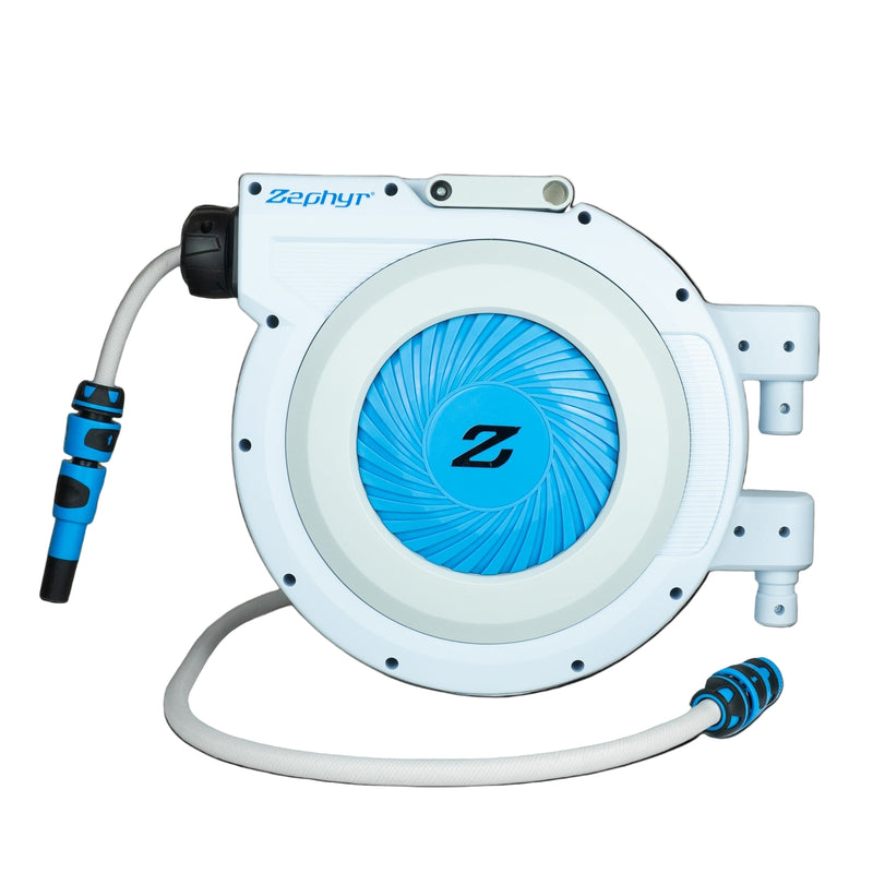 Zephyr Enclosed Automatic Garden Hose Reel 13mm × 15m (50ft) – Wall-Mounted Retractable Reel Enclosed Automatic Garden Hose Reel