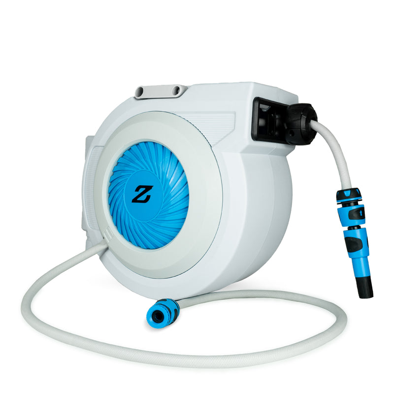 Zephyr Enclosed Automatic Garden Hose Reel 13mm × 15m (50ft) – Wall-Mounted Retractable Reel Enclosed Automatic Garden Hose Reel