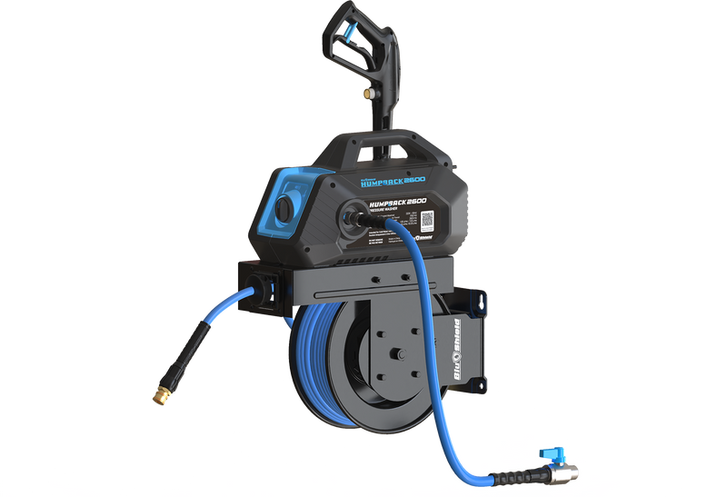 Blu Shield HumpBack 2600PSI All-in-One Pressure Washer System, Auto-Retractable Hose Reel, Industrial Pump, Accessories Blu Shield HumpBack 2600PSI All-in-One Pressure Washer System, Auto-Retractable Hose Reel, Industrial Pump, Accessories