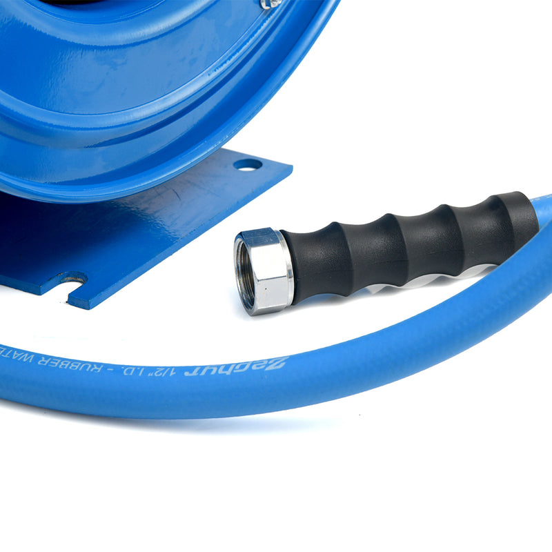 Zephyr Auto Retractable Heavy Duty Hose Reel 13mm/ 1/2" with Rubber Hose, 9 Mode Spray Nozzle - Blue Auto Retractable Heavy Duty Hose Reel 13mm/ 1/2" with Rubber Hose