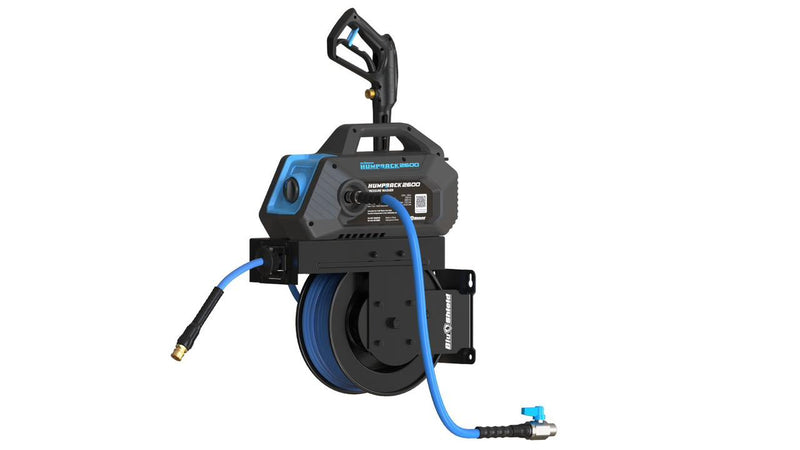 Blu Shield HumpBack 2600PSI All-in-One Pressure Washer System, Auto-Retractable Hose Reel, Industrial Pump, Accessories Blu Shield HumpBack 2600PSI All-in-One Pressure Washer System, Auto-Retractable Hose Reel, Industrial Pump, Accessories