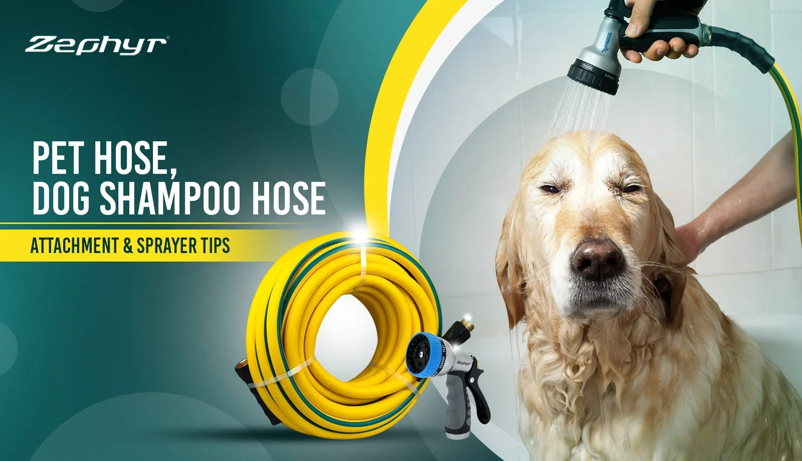 Complete Pet Grooming at Home Set-up: Pet Hose, Dog Shampoo Hose Attachment & Sprayer Tips