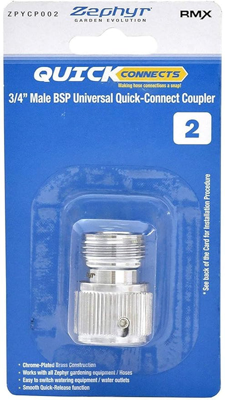 Zephyr Quick Connects – Male Universal Coupler (Silver) – For Easy Hose Connections