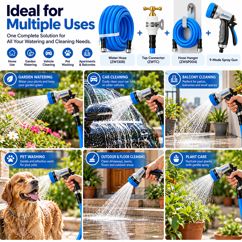 Zephyr Balcony Watering & Wash Kit – Rubber Hose 7.6 m