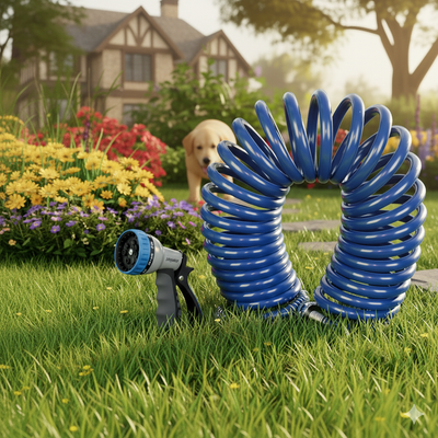 Zephyr Lightweight Pet Wash Recoil Hose with 9-Mode Spray Nozzle for Pet Bath & Balcony Use (10 mm × 8 M)