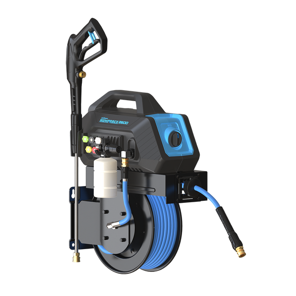 BluShield HumpBack 2600PSI All-in-One Pressure Washer System, Auto-Retractable Hose Reel, Industrial Pump, Accessories