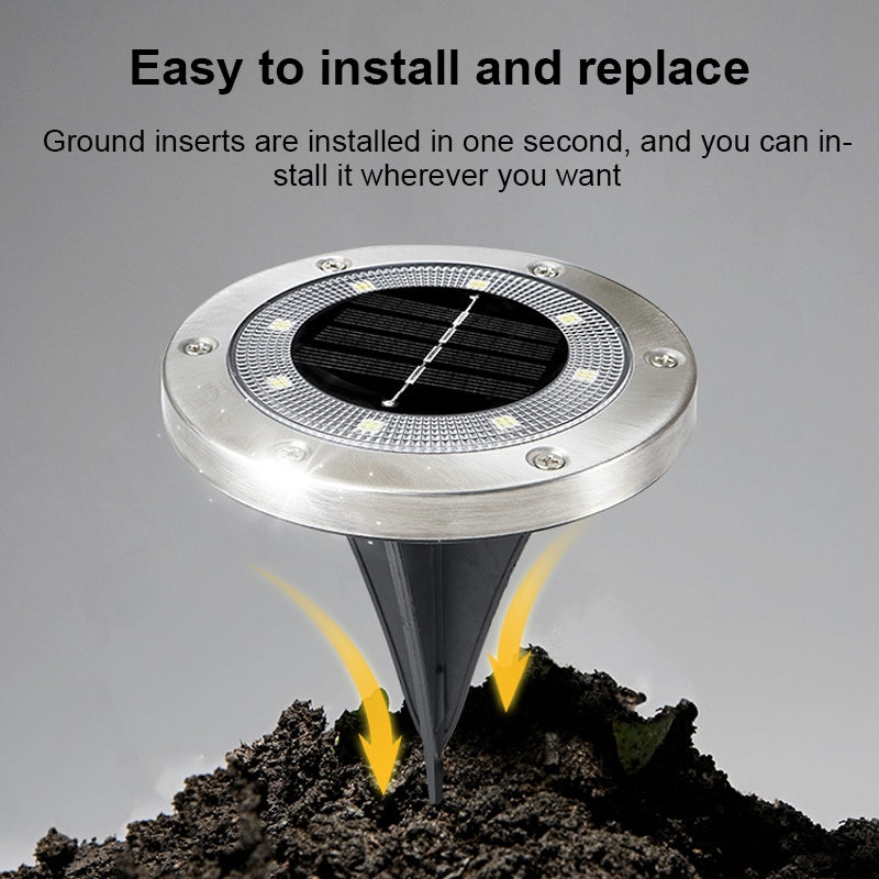8 LEDs Solar Outdoor Garden Lawn Light Sensor Type Intelligent Light Control Buried Light, Warm White Light(Black)