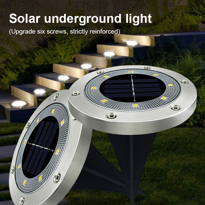8 LEDs Solar Outdoor Garden Lawn Light Sensor Type Intelligent Light Control Buried Light, Warm White Light(Black)