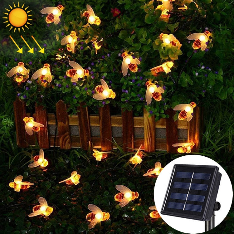 4.8m 20 LEDs Bee Solar Powered Warm White Waterproof Outdoor Garden Decorative String Light Fairy Lamp with 100mA / 1.2V Solar Panel