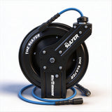 Blu Shield The Slayer Hybrid Pressure Washing Hose Reel 10mm (3/8") x 20m Blue – Dual Arm Auto Retractable Wall Mount Reel with 3/8" Fixed & Revolving Fittings, 242 Bar, Non-Marking, Kink-Resistant