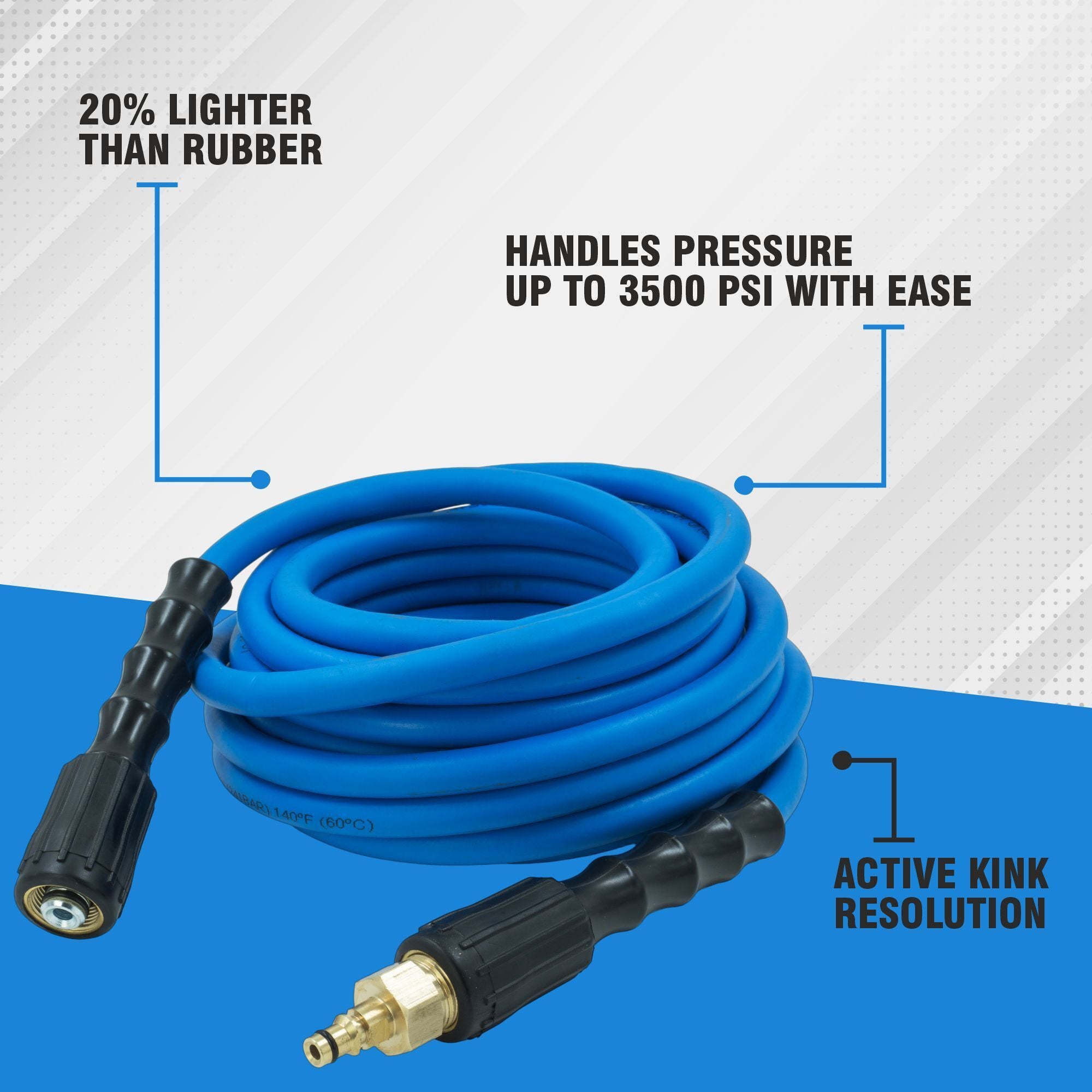 Blu Shield The Slayer Hybrid Pressure Washing Hose 6mm (1/4") x 10m Blue with M22 & Quick Connect – 242 Bar, Non-Marking, Kink-Resistant