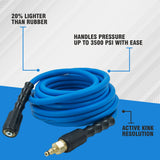 Zephyr Blu Shield The Slayer Hybrid Pressure Washer Hose 6mm (1/4") × 7.5 m – M22 & Quick Connect, 242 Bar, Non-Marking, Kink-Resistant