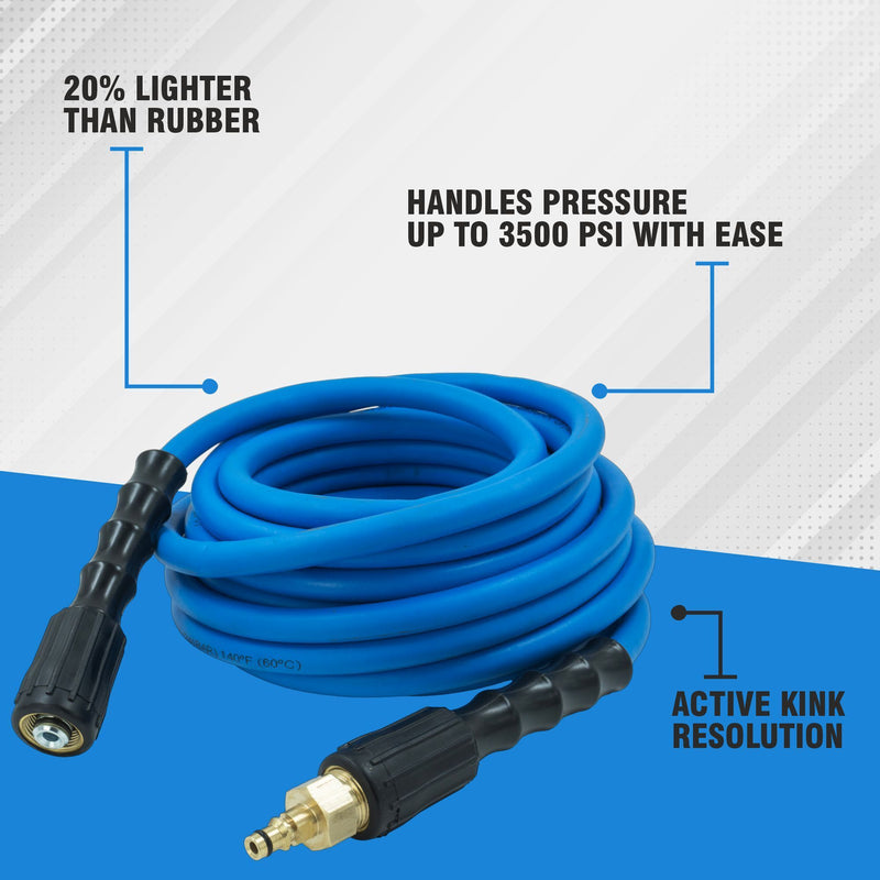 Zephyr Blu Shield The Slayer Hybrid Pressure Washer Hose 6mm (1/4") × 7.5 m – M22 & Quick Connect, 242 Bar, Non-Marking, Kink-Resistant