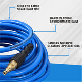 Blu Shield The Slayer Hybrid Pressure Washing Hose 6mm (1/4") x 15m Blue with Quick Connect – 242 Bar, Non-Marking, Kink-Resistant