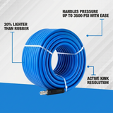 Zephyr Blu Shield The Slayer Hybrid Pressure Washer Hose 13mm (1/2") × 7.5 m – 1/2" Fixed & Revolving NPT Fittings, 242 Bar, Non-Marking, Kink-Resistant