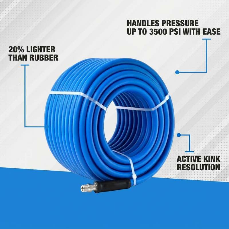 Zephyr Blu Shield The Slayer Hybrid Pressure Washer Hose 13mm (1/2") × 7.5 m – 1/2" Fixed & Revolving NPT Fittings, 242 Bar, Non-Marking, Kink-Resistant