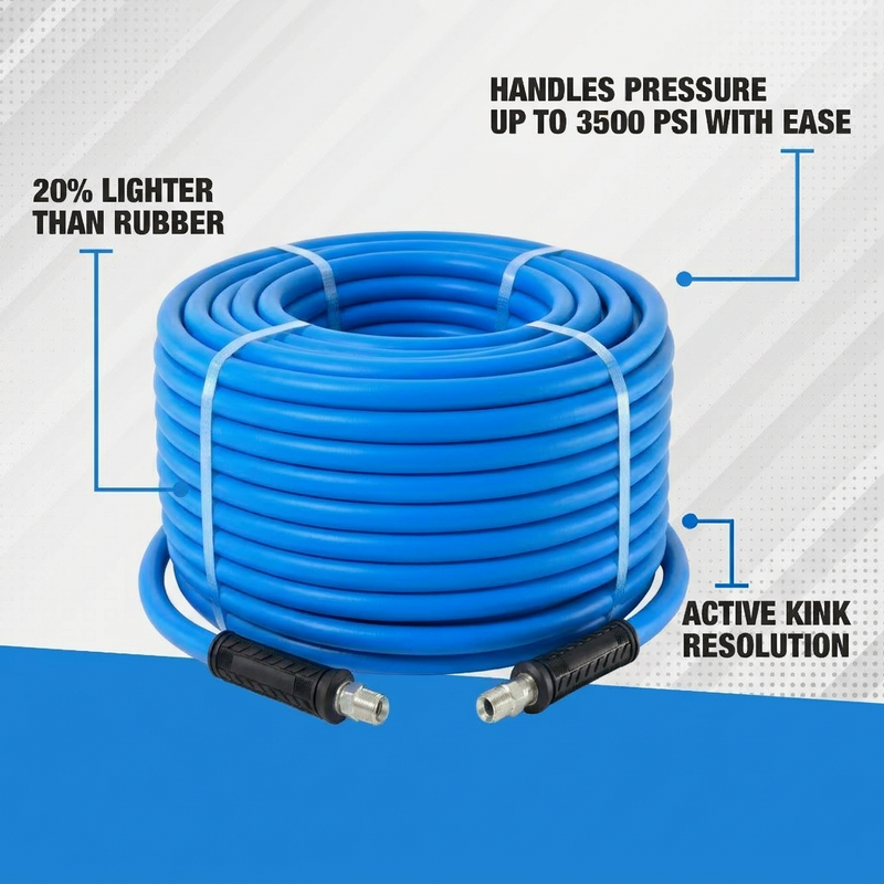 Zephyr Blu Shield The Slayer Hybrid Pressure Washer Hose 13mm (1/2") × 7.5 m – 1/2" Fixed & Revolving NPT Fittings, 242 Bar, Non-Marking, Kink-Resistant