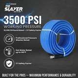 Zephyr Blu Shield The Slayer Hybrid Pressure Washer Hose 13mm (1/2") × 7.5 m – 1/2" Fixed & Revolving NPT Fittings, 242 Bar, Non-Marking, Kink-Resistant