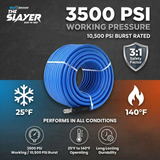Zephyr Blu Shield The Slayer Hybrid Pressure Washer Hose 13mm (1/2") × 7.5 m – 1/2" Fixed & Revolving NPT Fittings, 242 Bar, Non-Marking, Kink-Resistant