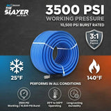 Blu Shield The Slayer Hybrid Pressure Washing Hose 13mm (1/2") x 20m Blue with 1/2" Fixed & Revolving NPT Fittings – 242 Bar, Non-Marking, Kink-Resistant