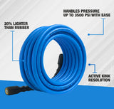 Zephyr Blu Shield The Slayer Hybrid Pressure Washer Hose 06mm (1/4") × 15 m – M22 Connectors, 242 Bar, Non-Marking, Kink-Resistant