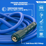 Zephyr Blu Shield The Slayer Hybrid Pressure Washer Hose 06mm (1/4") × 15 m – M22 Connectors, 242 Bar, Non-Marking, Kink-Resistant