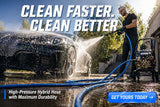 Zephyr Blu Shield The Slayer Hybrid Pressure Washer Hose 13mm (1/2") × 7.5 m – 1/2" Fixed & Revolving NPT Fittings, 242 Bar, Non-Marking, Kink-Resistant