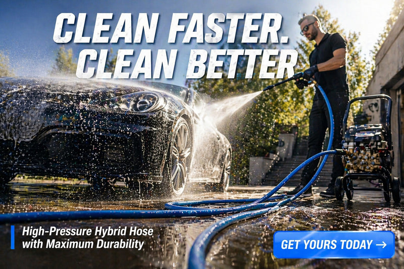 Zephyr Blu Shield The Slayer Hybrid Pressure Washer Hose 13mm (1/2") × 7.5 m – 1/2" Fixed & Revolving NPT Fittings, 242 Bar, Non-Marking, Kink-Resistant