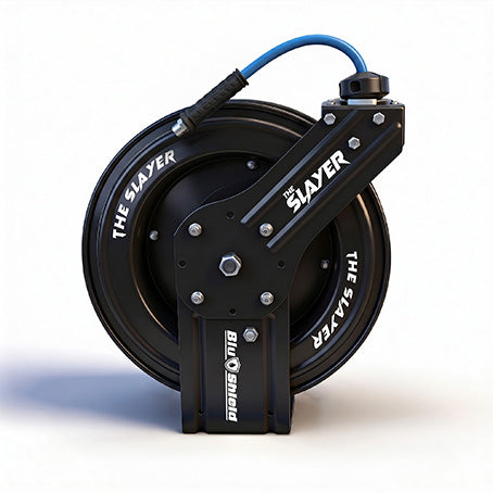 Zephyr Blu Shield The Slayer Auto-Retractable Pressure Washer Hose Reel 10mm (3/8") × 15 m – Single Arm Wall Mount, Standard Fittings, 242 Bar
