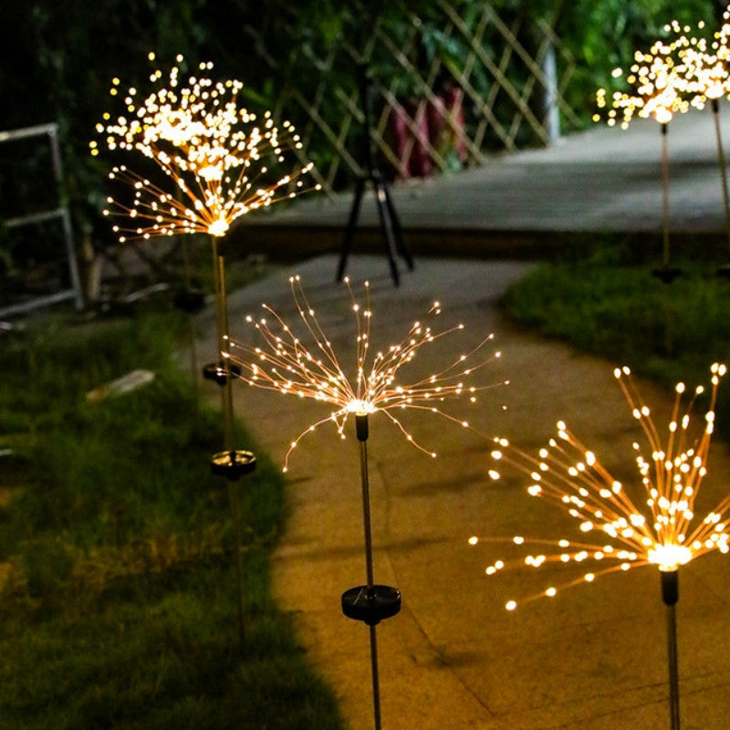 Outdoor Garden Lawn Solar Ground Light LED Firework Star Decoration Lamp(Warm Light)