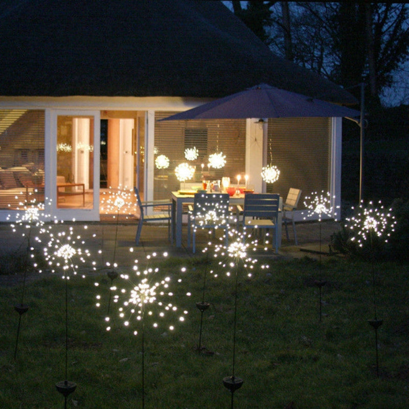 Outdoor Garden Lawn Solar Ground Light LED Firework Star Decoration Lamp(Warm Light)
