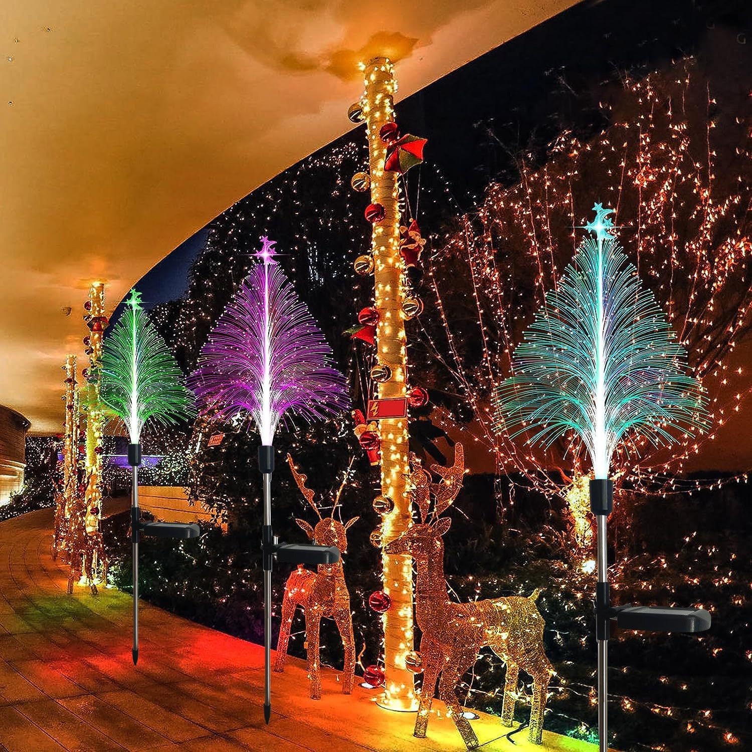 Star Moon Transparent Christmas Tree Solar Light Outdoor Atmosphere Lighting Outdoor Waterproof Glowing Festival Decorative Lamp