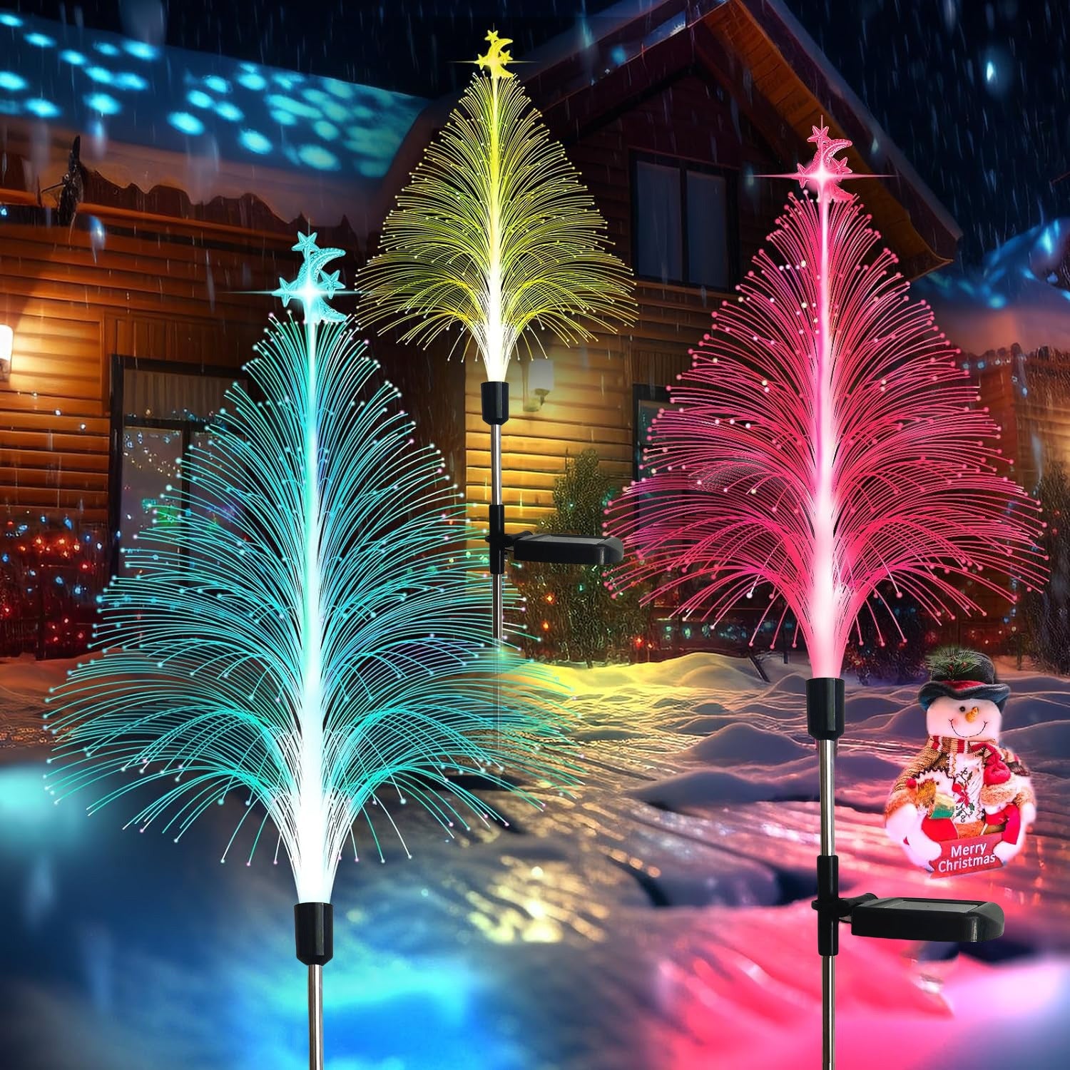 Star Moon Transparent Christmas Tree Solar Light Outdoor Atmosphere Lighting Outdoor Waterproof Glowing Festival Decorative Lamp