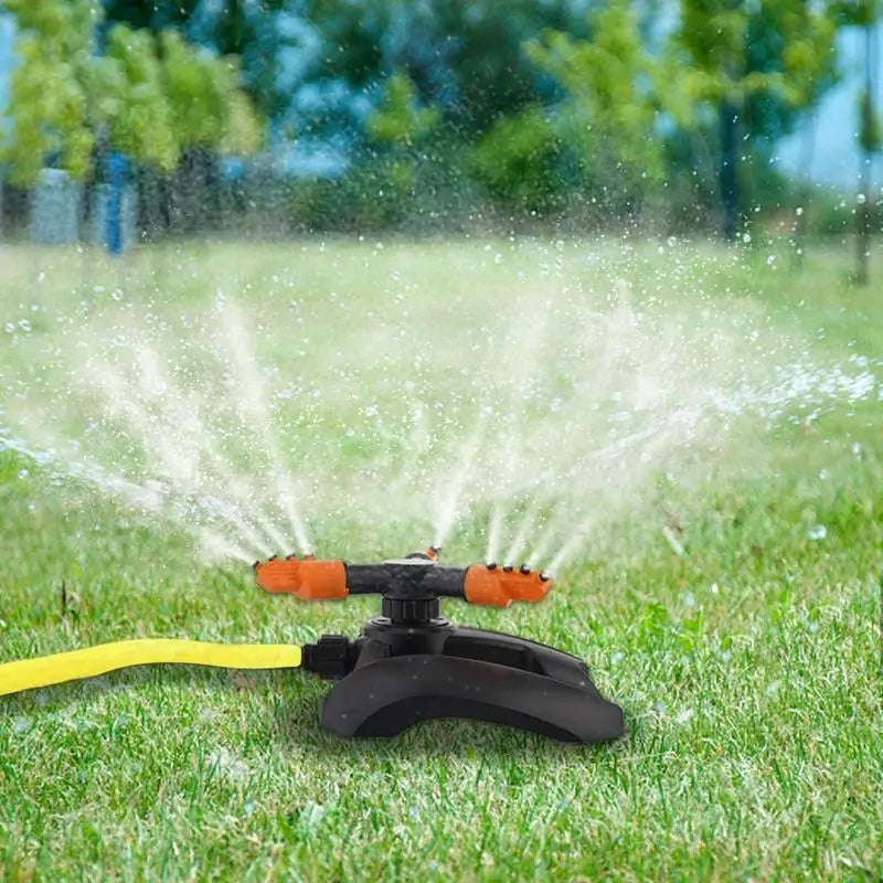 Three-prong Sprinkler Garden Lawn Rotating Sprinkler(Orange)