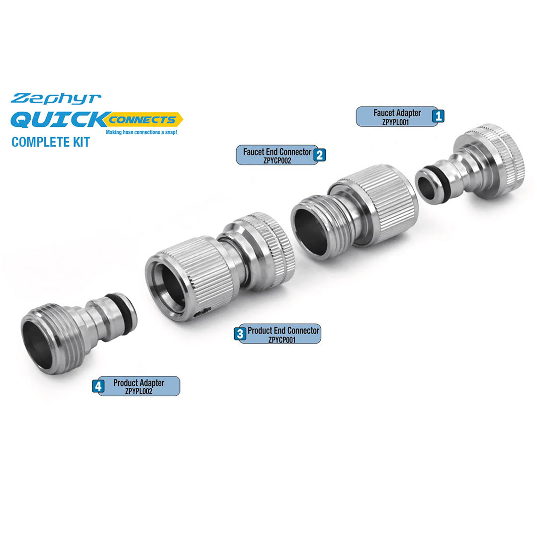 Zephyr Quick Connects Complete 4-Piece Kit (Silver)