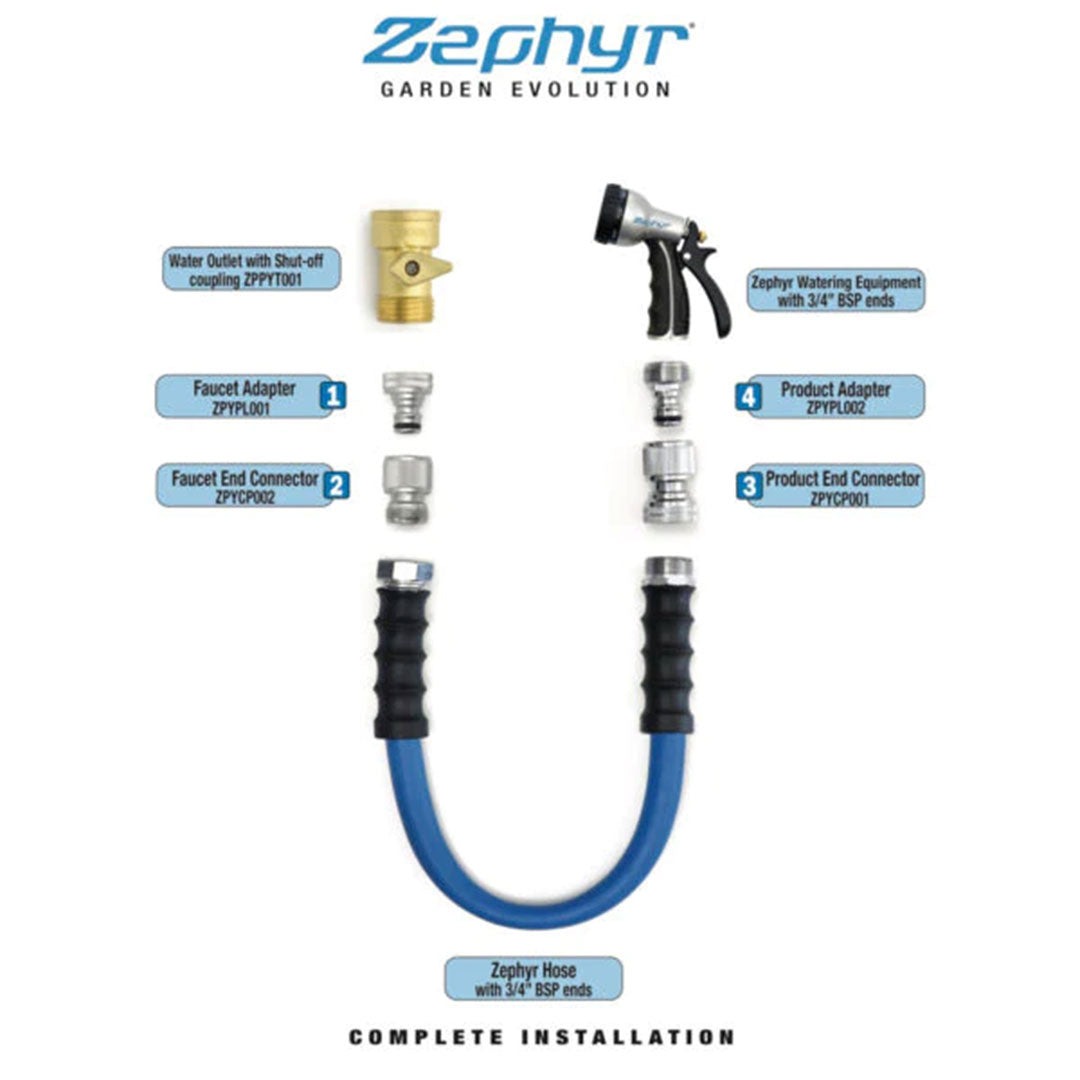 Combo of Zephyr Next-Gen Rubber Water Hose 1/2" (13MM) With 3 Kit