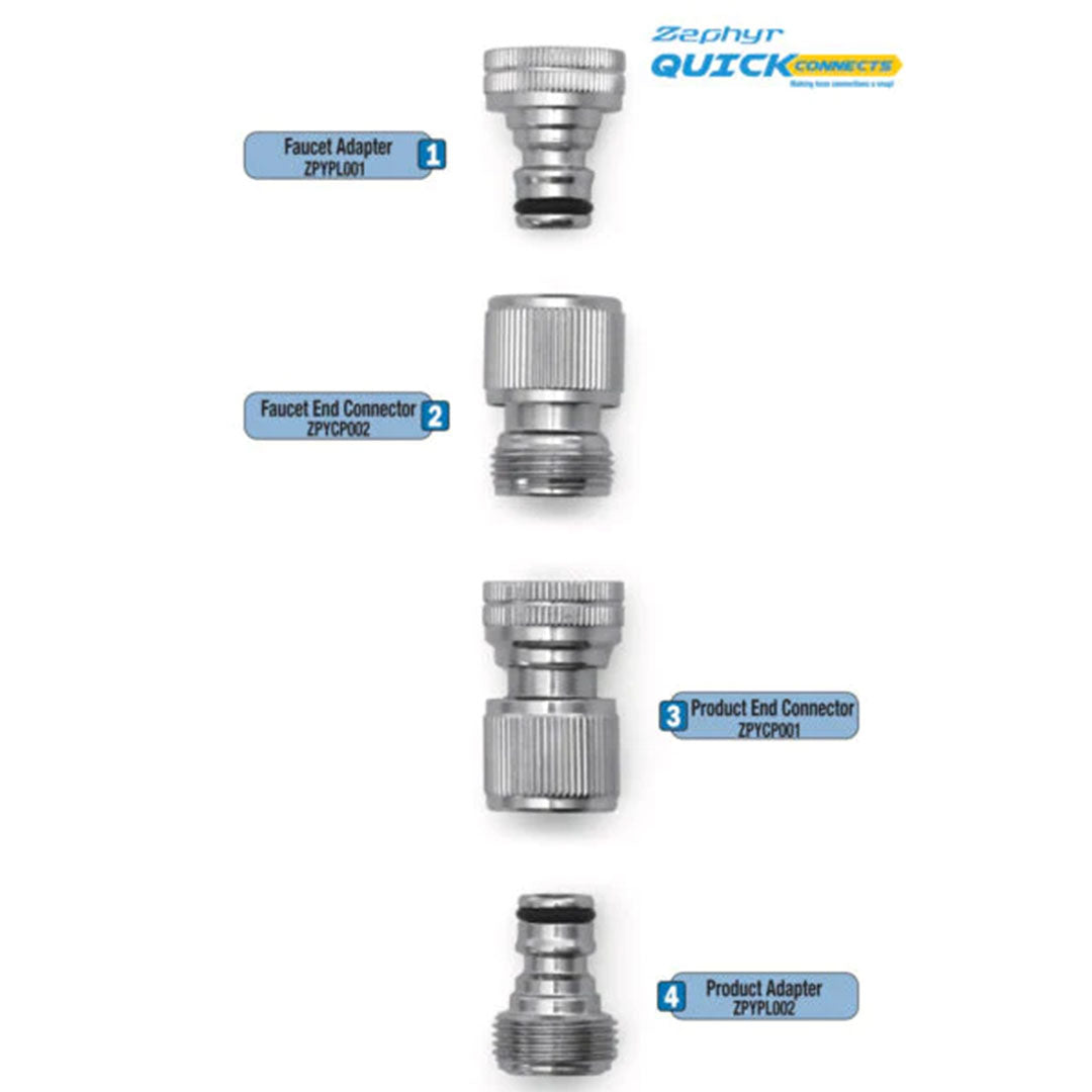 Zephyr Quick Connects Complete 4-Piece Kit (Silver)
