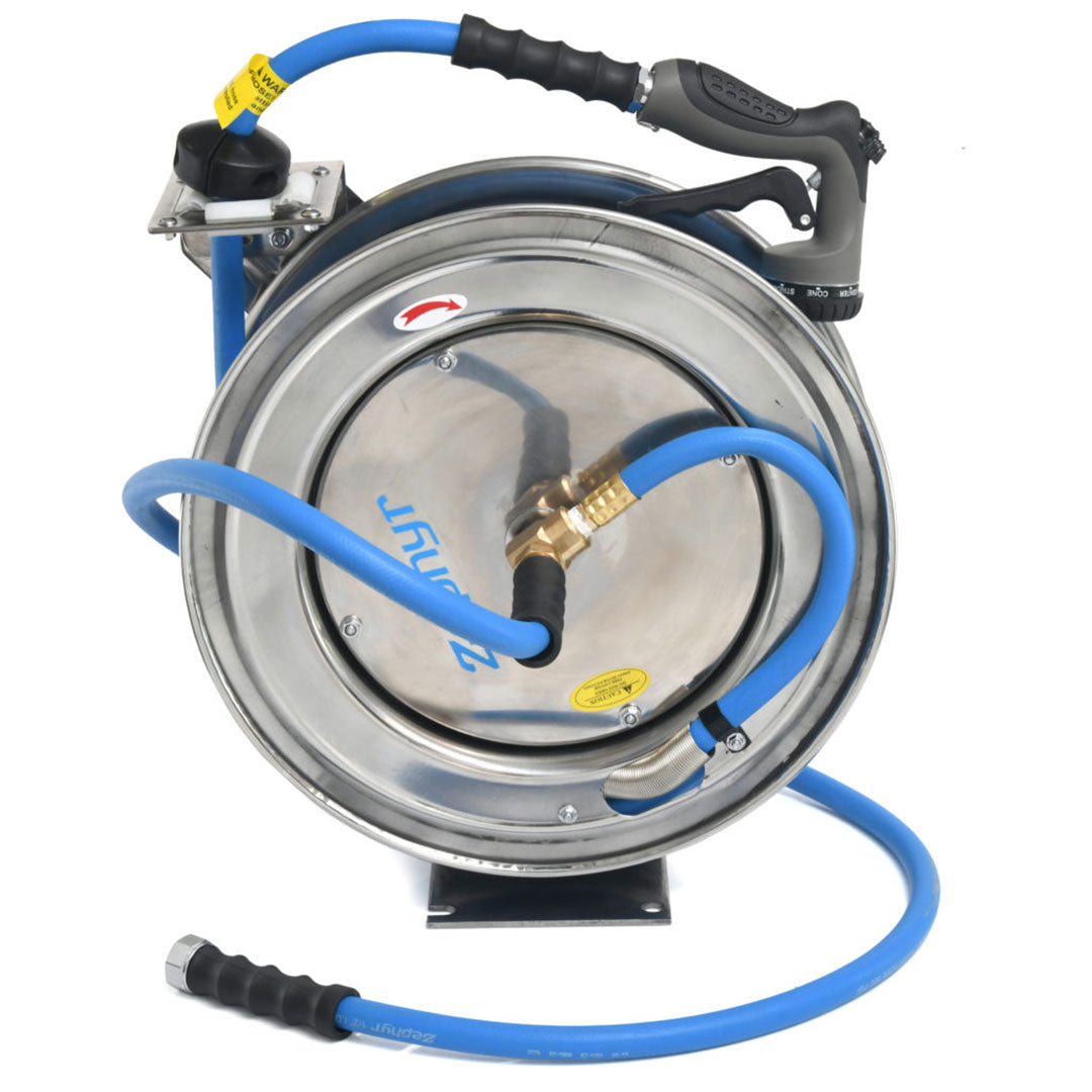 Zephyr Stainless Steel Auto-Retractable Water Hose Reel