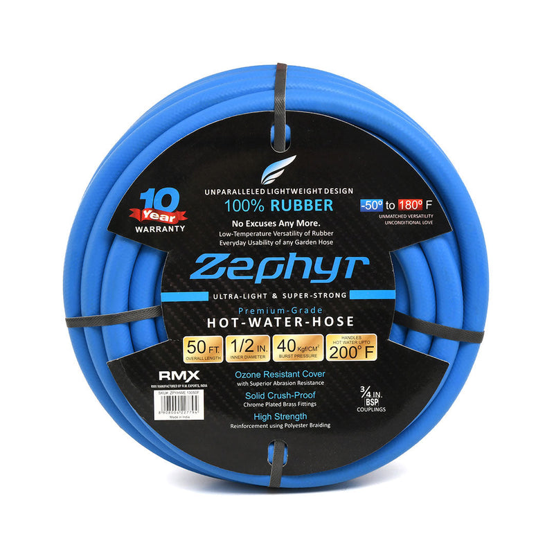 Zephyr Next-Gen Rubber Garden Water Hose (13MM x 8Mtr) – Compact and Easy to Store for Garden Use