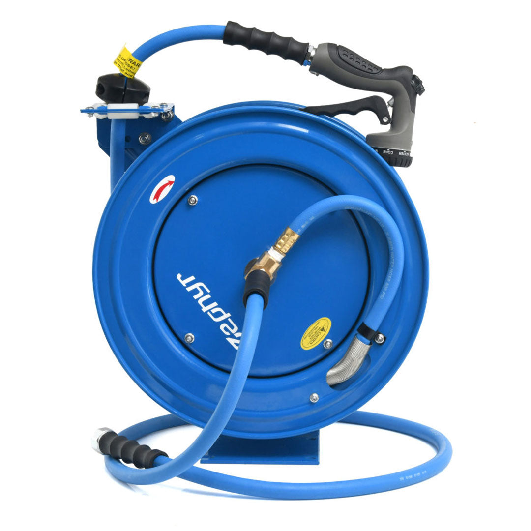 Zephyr Blue Heavy-Duty Auto-Retractable Water Hose Reel