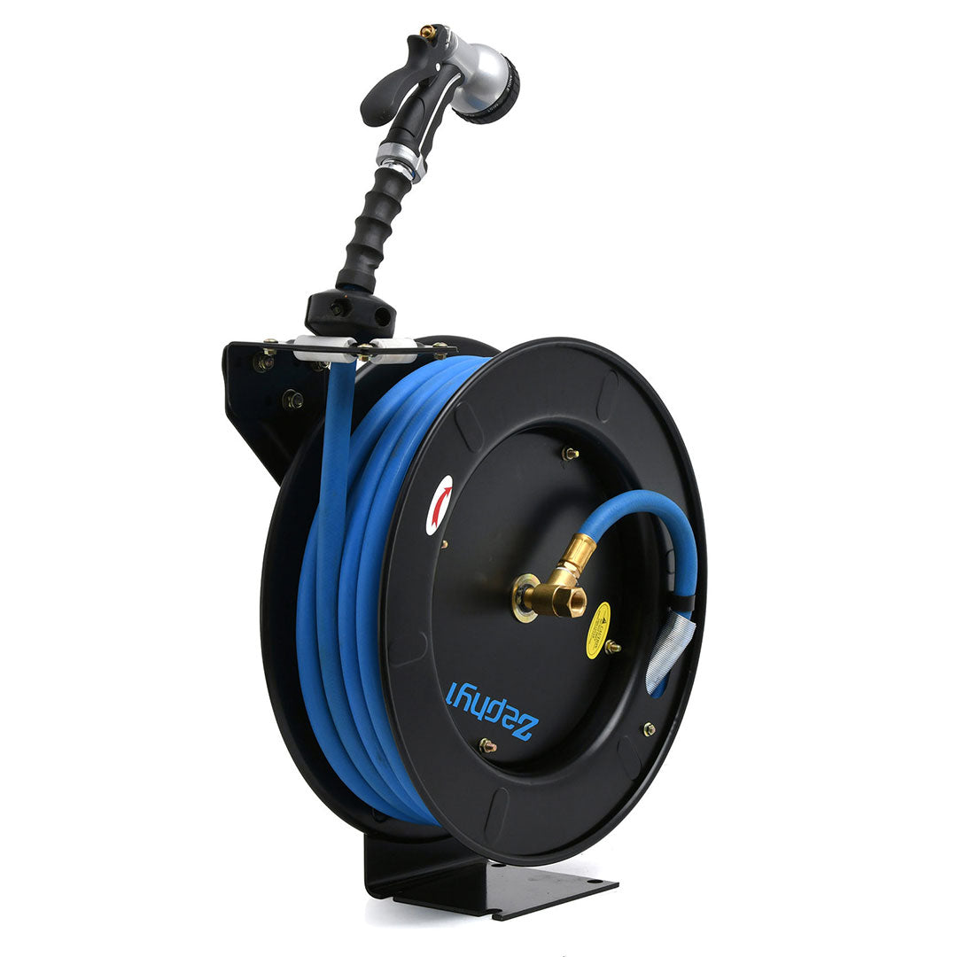 Zephyr Auto-Retractable Garden Hose Reel with Spray Gun