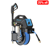 Blu Shield HumpBack 2600PSI All-in-One Pressure Washer System, Auto-Retractable Hose Reel, Industrial Pump, Accessories