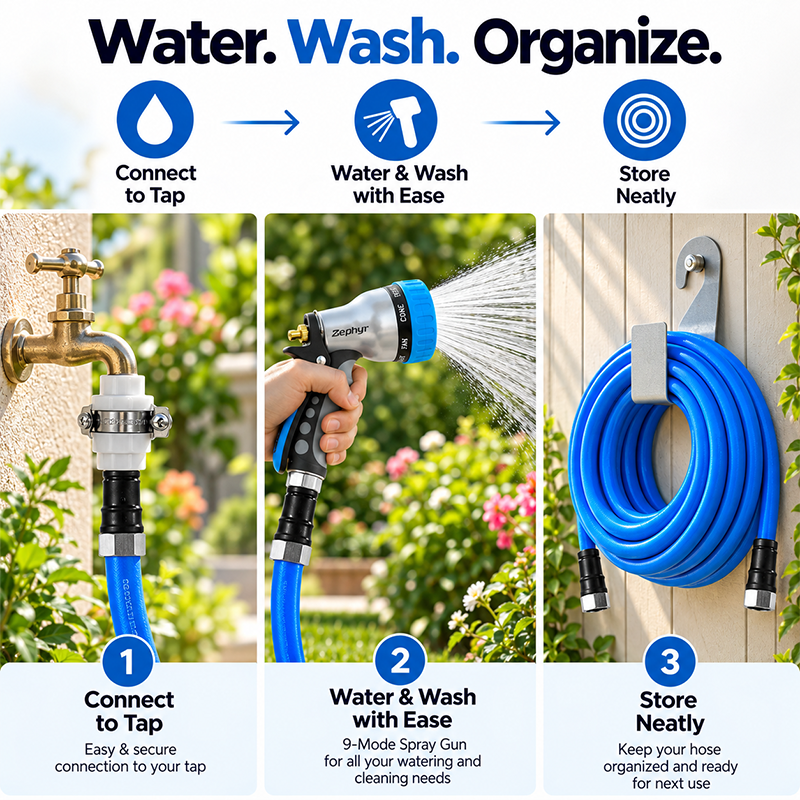 Zephyr Balcony Watering & Wash Kit – Rubber Hose 7.6 m