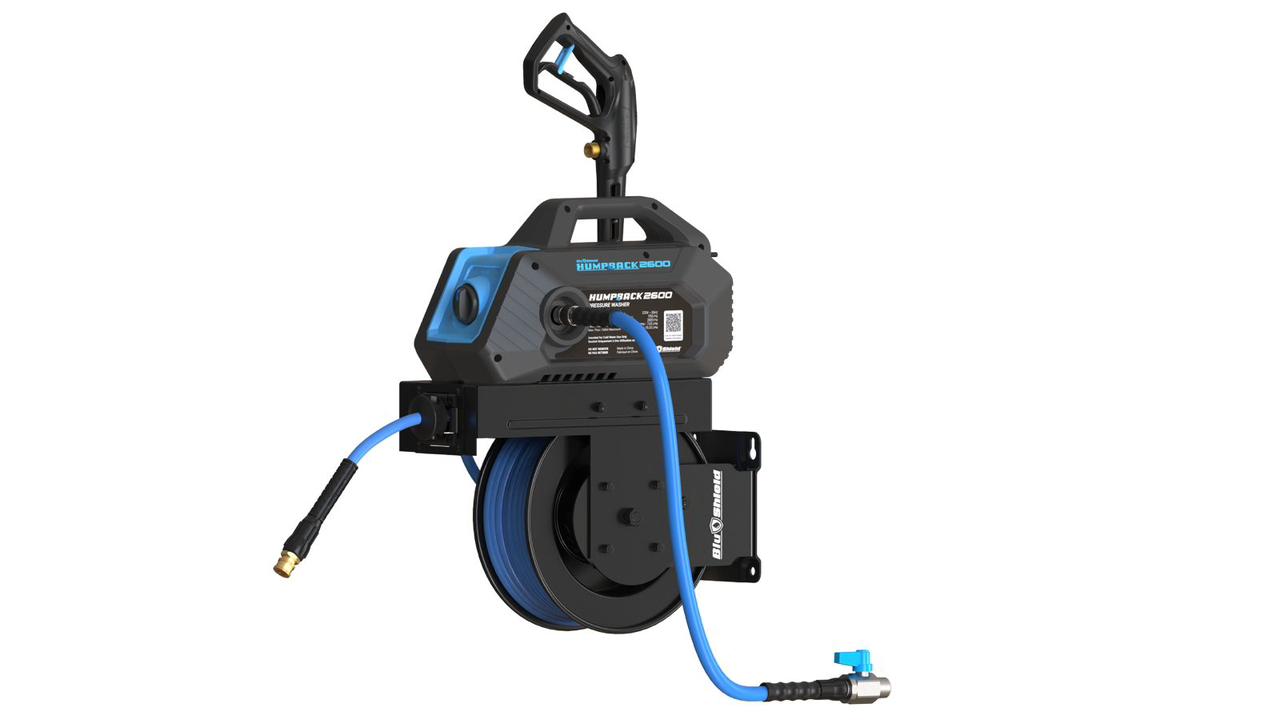 BluShield HumpBack 2600PSI All-in-One Pressure Washer System, Auto-Retractable Hose Reel, Industrial Pump, Accessories