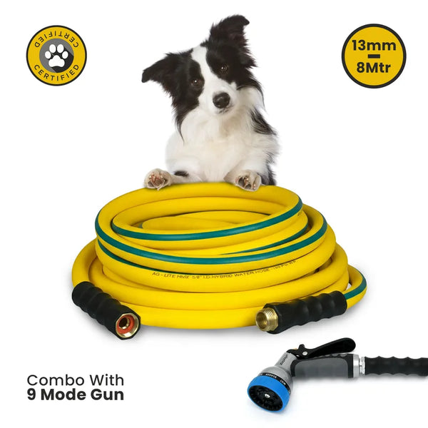 Zephyr Pet Bath Hose for Home Grooming with 9-mode Shower Nozzle, Flexible Pet Shower Pipe for Dogs & Cats, Leak Proof (13 mm x 8 Mtr)