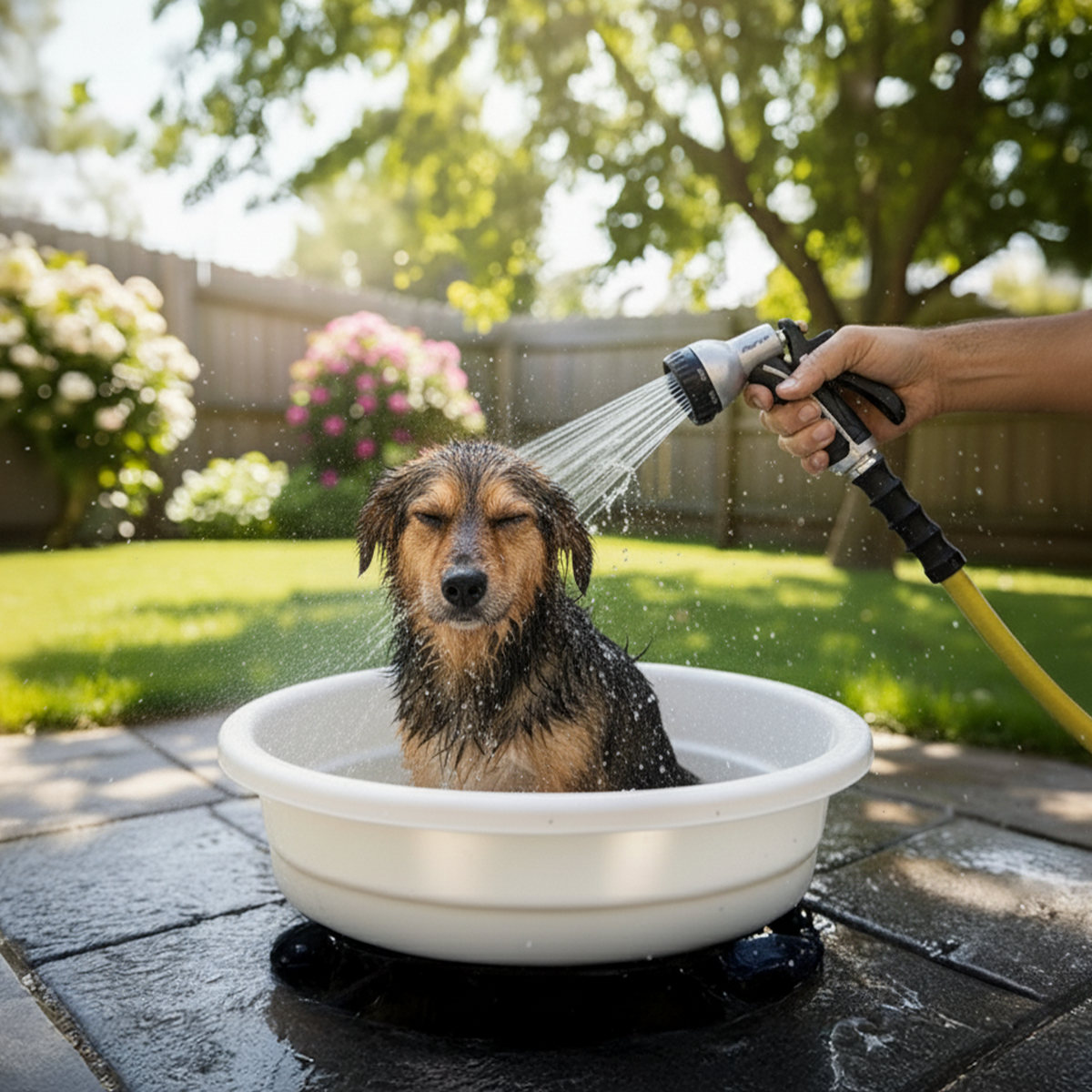 Zephyr All in One PET Wash Bundle with Hose, 9-Mode Shower Nozzle & Hose Hanger for Home & Balcony (13mm x 15M)
