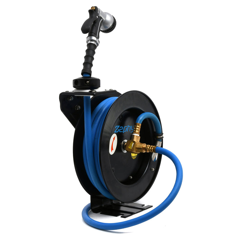 Zephyr Pet Wash Auto Retractable Metal Hose Reel for Home & Balcony (13mm × 8M)