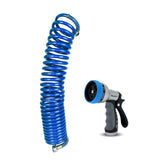 Zephyr Pet Wash Recoil Hose with 4-Pattern Push-Button Cyclone Nozzle (5/8" ID × 8m / 26ft Length)