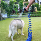Zephyr Pet Wash Recoil Hose with 4-Pattern Push-Button Cyclone Nozzle (5/8" ID × 8m / 26ft Length)