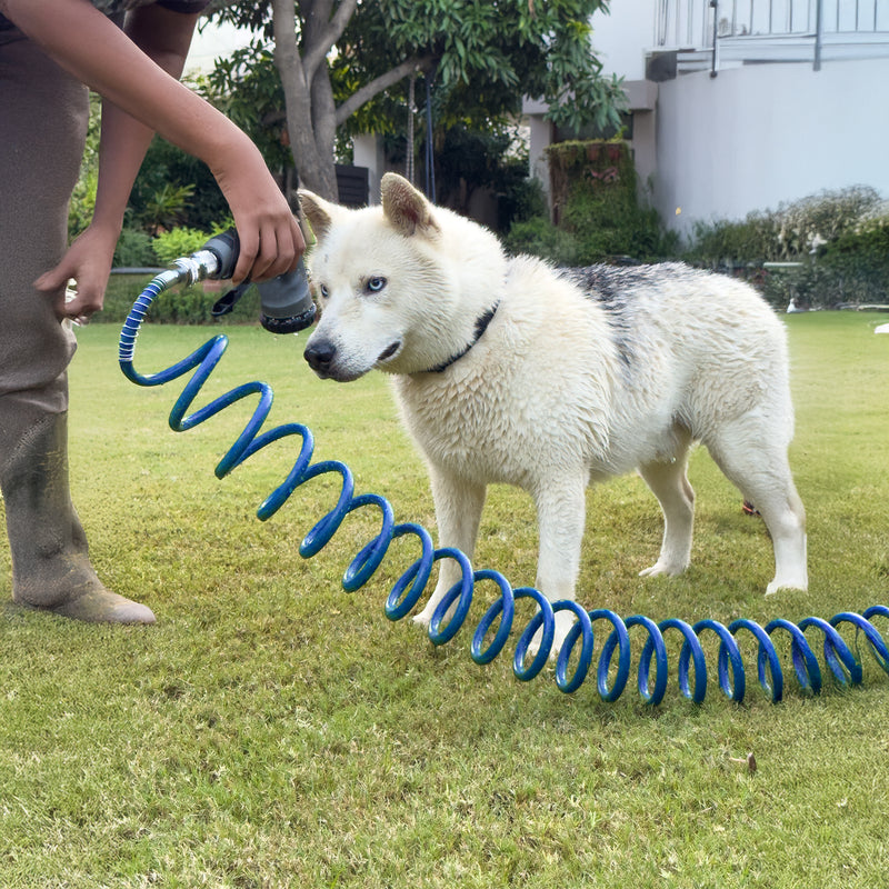 Zephyr Pet Wash Recoil Hose 10mm X 10Mtr With 8 Pattern Push Button Cyclone Nozzle